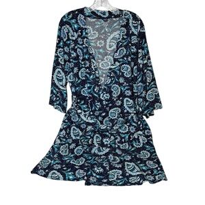 VERA BRADLEY women's Cotton Blend Knit Robe North Shore Paisley Blue S/M